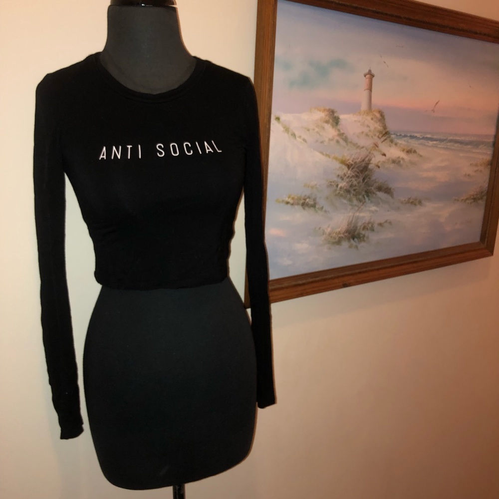 Anti-Social Crop Top by Mind Code